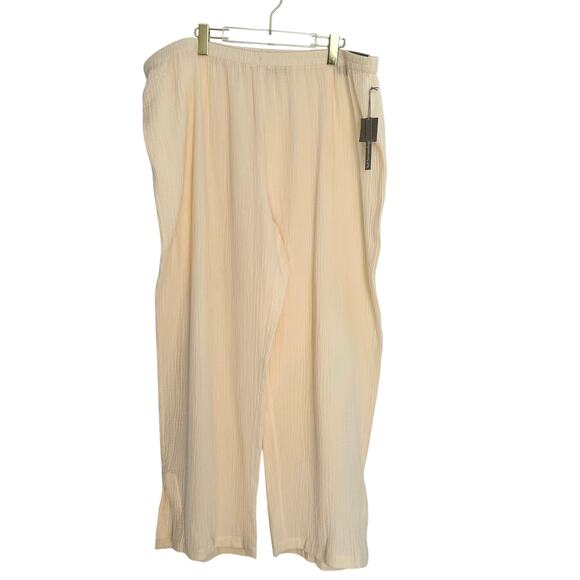 Soft Surroundings Key Biscayne Gauze Pants Women 3x Ivory Wide Leg Resort - Picture 1 of 7